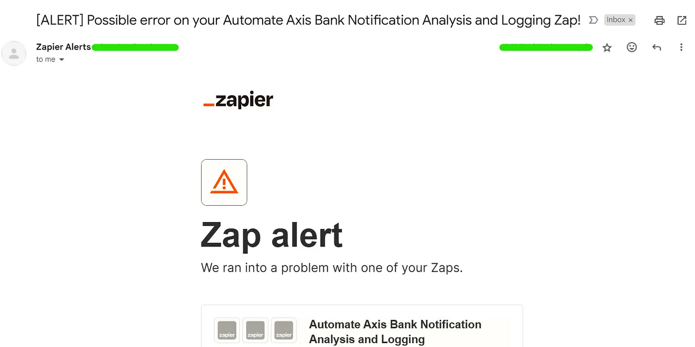 Zapier alert email